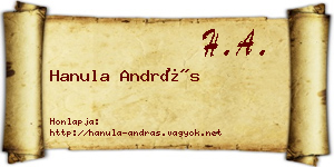Hanula András névjegykártya